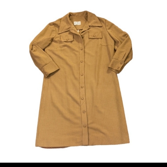 Lee Morton Dresses & Skirts - Vintage Lee Morton Chicago Dress Polka Dot Mustard Orange with Butterfly Collar